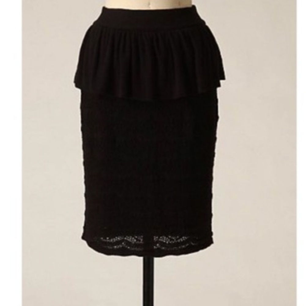 Anthropologie Knitted Knotted peplum crochet skirt